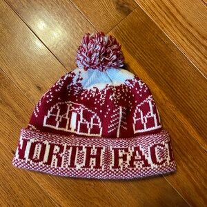 North Face Unisex / gender neutral winter toboggan hat with a beanie Pom.
